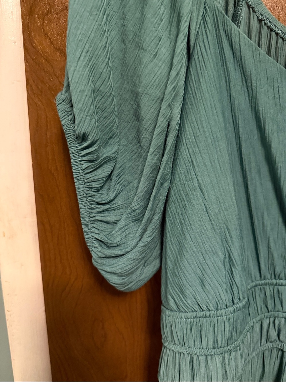 Max + Ash Teal Tiered Maxi Dress with puffed sleeves 2X - Picture 3 of 4